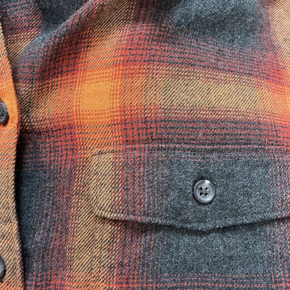 Old Navy Taylor Swift Evermore Boyfriend Shirt XS *Cropped* Orange Black Plaid O - Picture 5 of 11